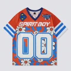 Retro Jersey Men's And Women's Youth Loose V-neck Sports T-shirt One Piece - Tbqftx193-S - View 1