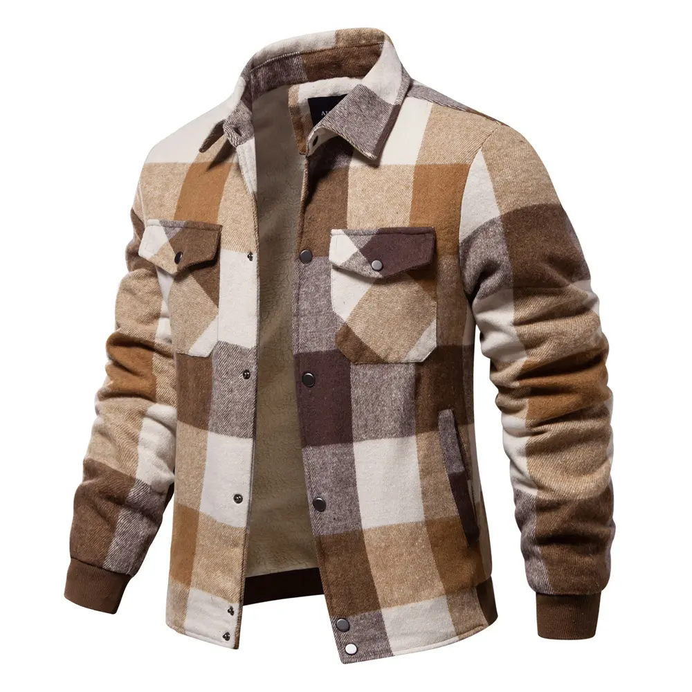 New Autumn and Winter Men's Jacket Casual Plaid Coat