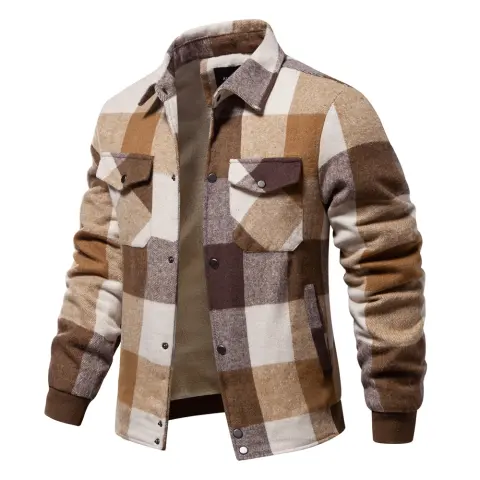 New Autumn and Winter Men's Jacket Casual Plaid Coat