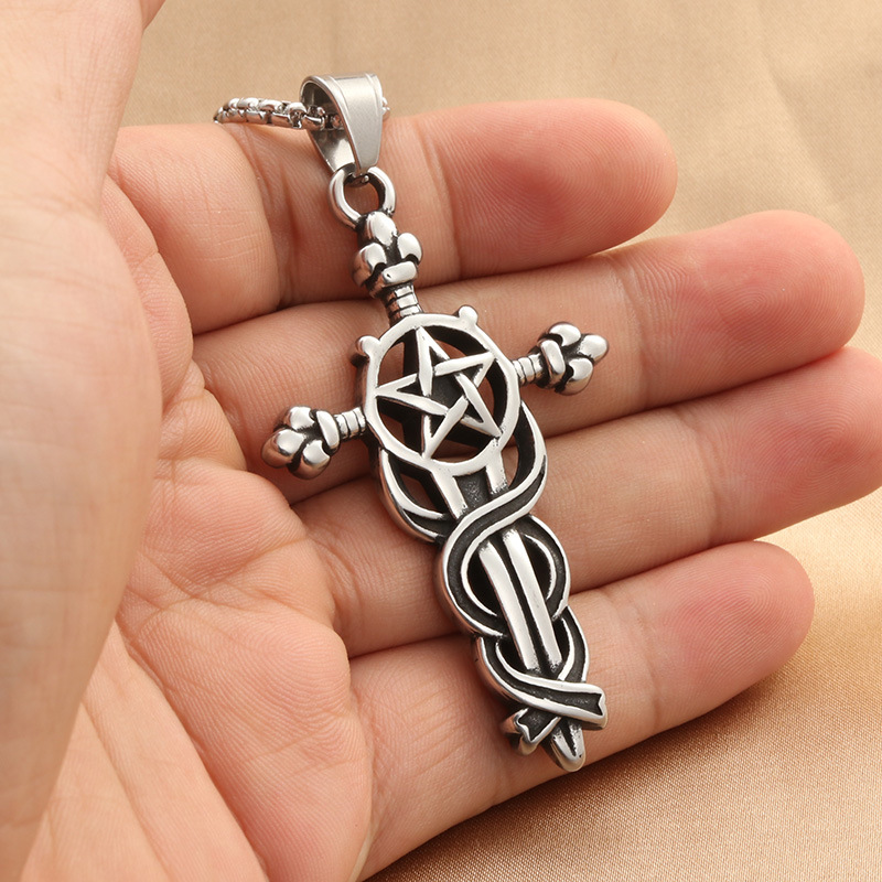 Titanium Steel Cross Sword Pendant, picture 4 of 4