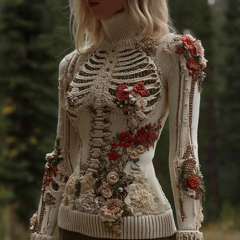 Womens 3D Digital Print Loose Crew-Neck Sweatshirt