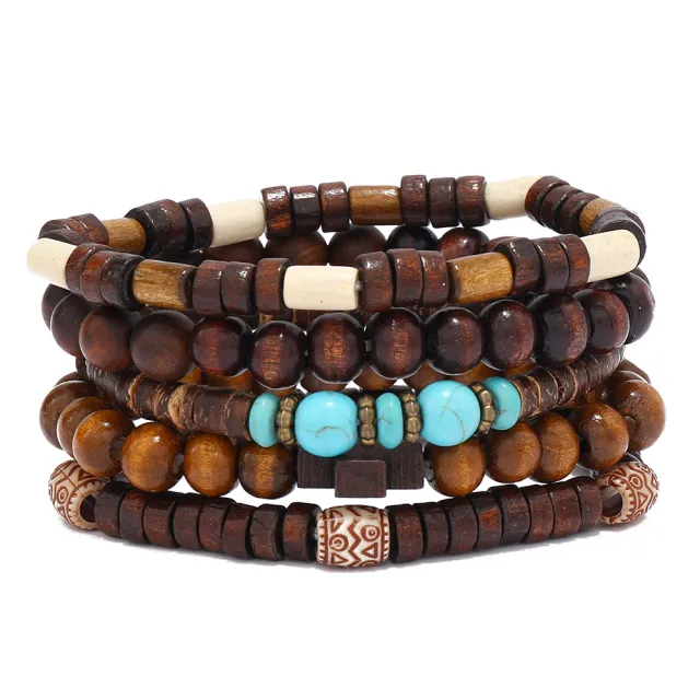 Handmade Beaded Men's Retro Fashion Turquoise Five piece Set Multicolor - Shop at LoveMi