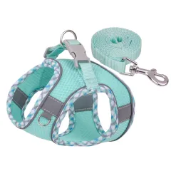 Pet Harness Reflective Plaid Covered Dog Hand Holding Vest Dog Rope - Plaid Green - View 1
