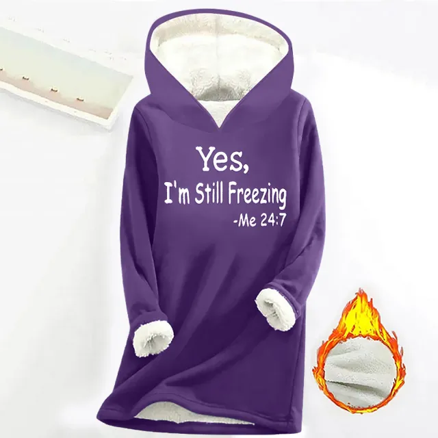 Women's Offset Print Pullover Long Sleeve Casual Plush Sweater Purple - Shop at LoveMi