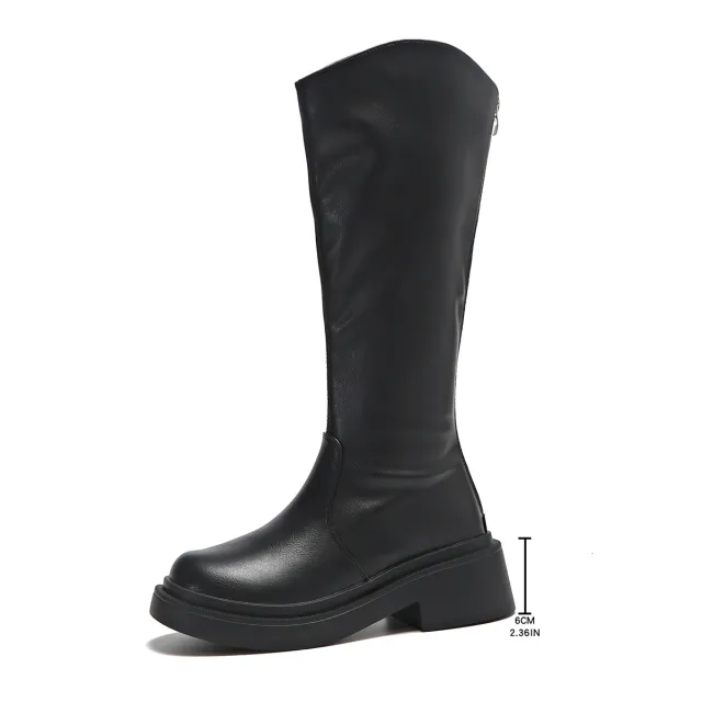 Round Toe High Heel Over the Knee Boots With Back ZipperComfortable And Minimalist Style Black - Shop at LoveMi