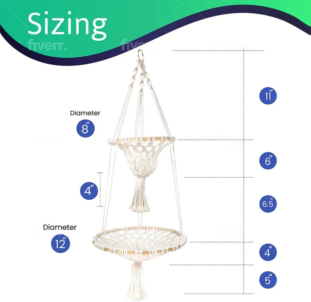 Handmade Cotton String Woven Double Storage Wave Net Pocket Double Layer Fruit Basket - Shop at LoveMi