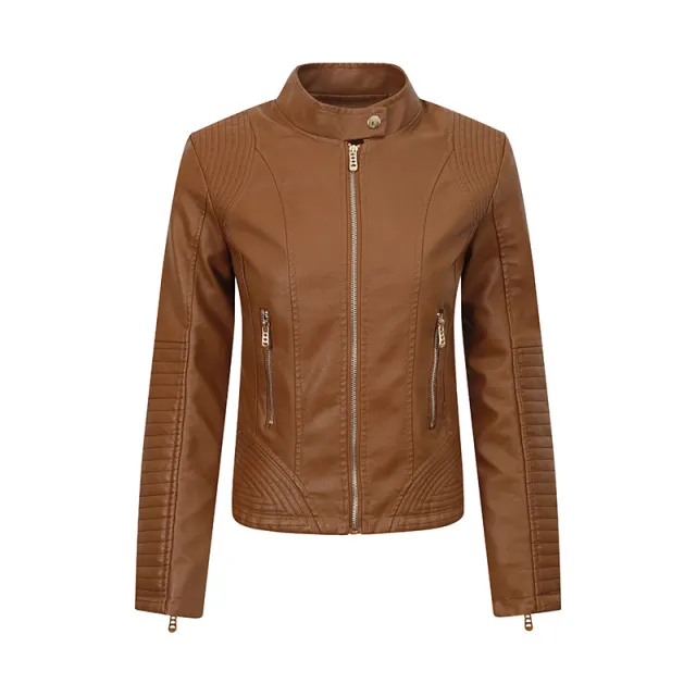Fashion Best seller Leather Jacket Coat Women Caramel Color L - Shop at LoveMi