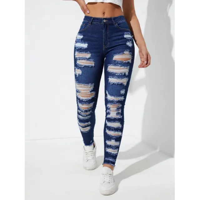 All match Skinny Denim Trousers For Women Dark Blue - Shop at LoveMi