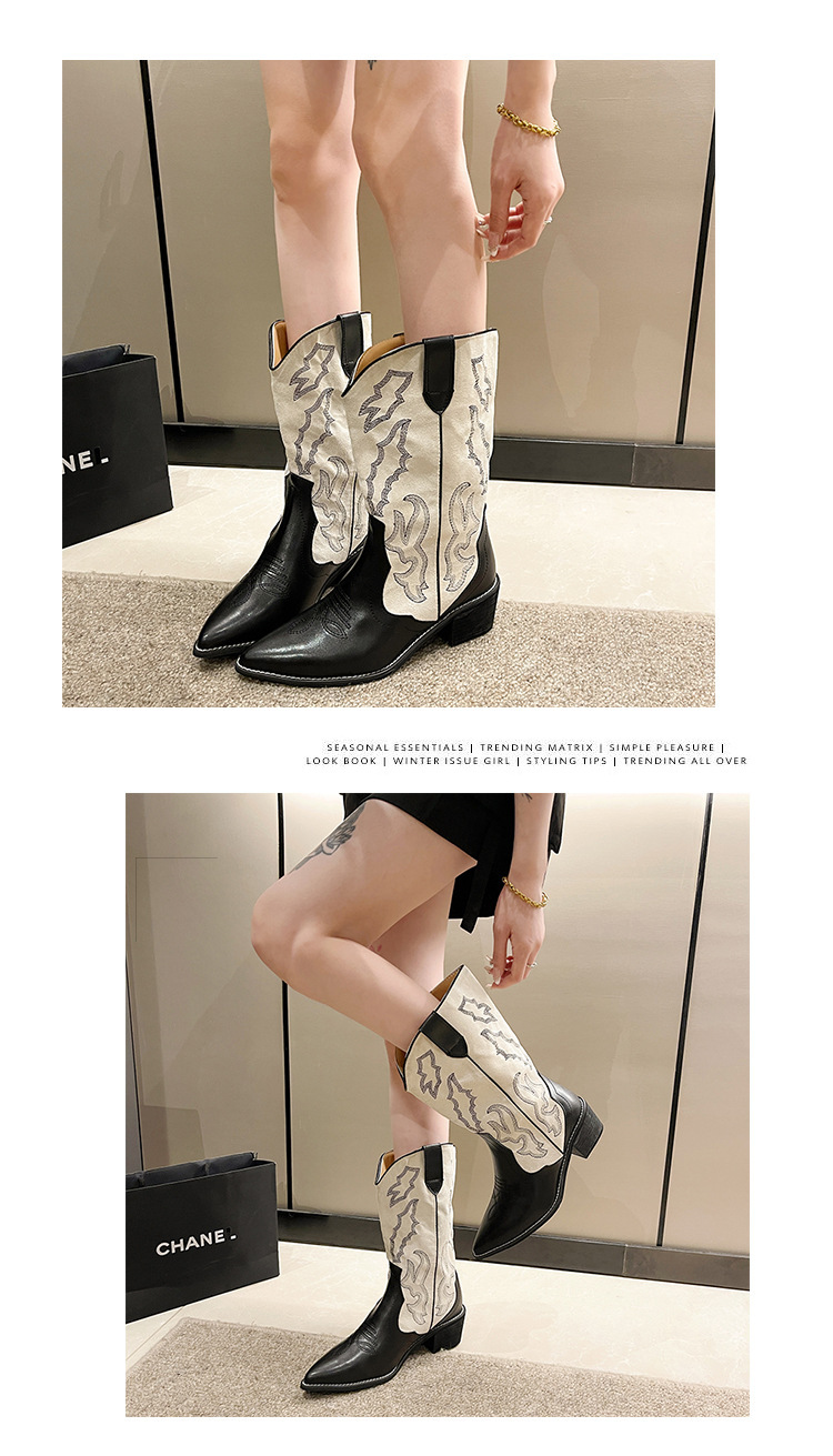 Embroidered Mid-Calf Boots — worn view 5