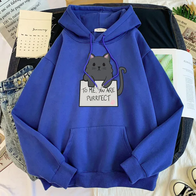 Girls Blank Solid Color Hoodie Sweater Blue - Shop at LoveMi