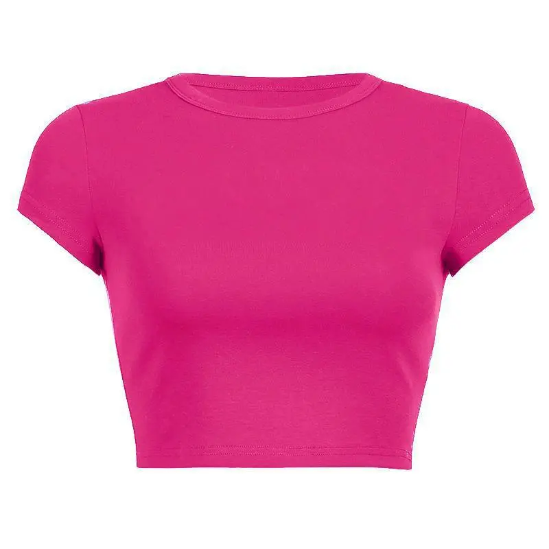 European And American DIY Summer Y2g Short-sleeved Women's T-shirt - Rose Red