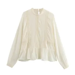 Round Neck Shirt Loose Shirt All-match Long Sleeve - View 1