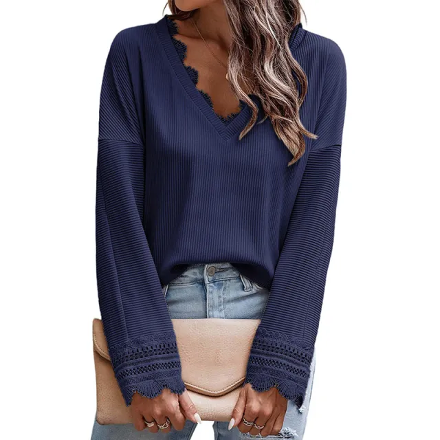 Simple All match Solid Color Sweater Blue - Shop at LoveMi