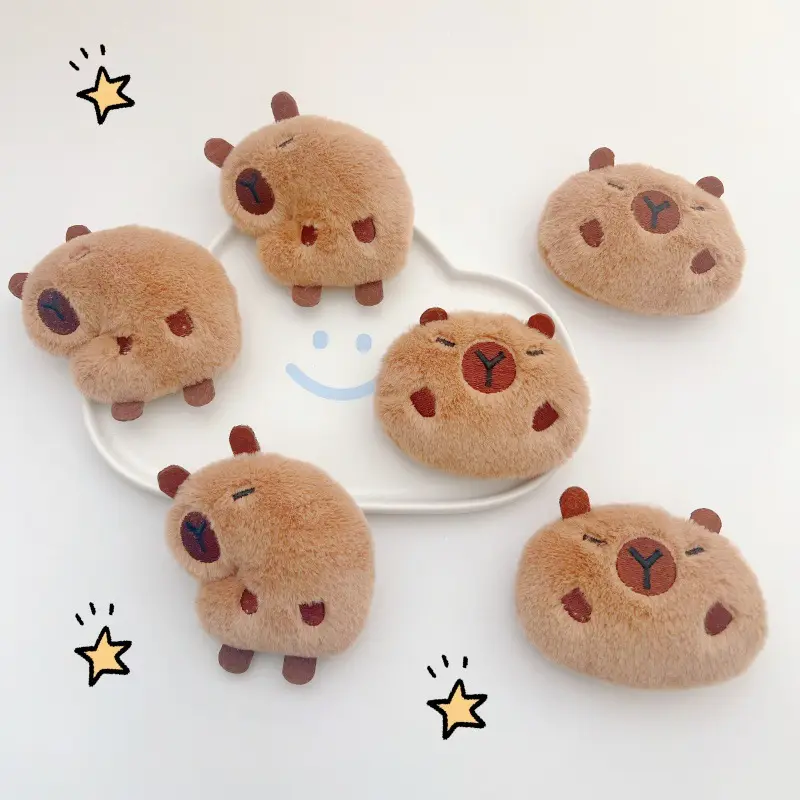 Cartoon Plush Capabala Figurine Doll Brooch