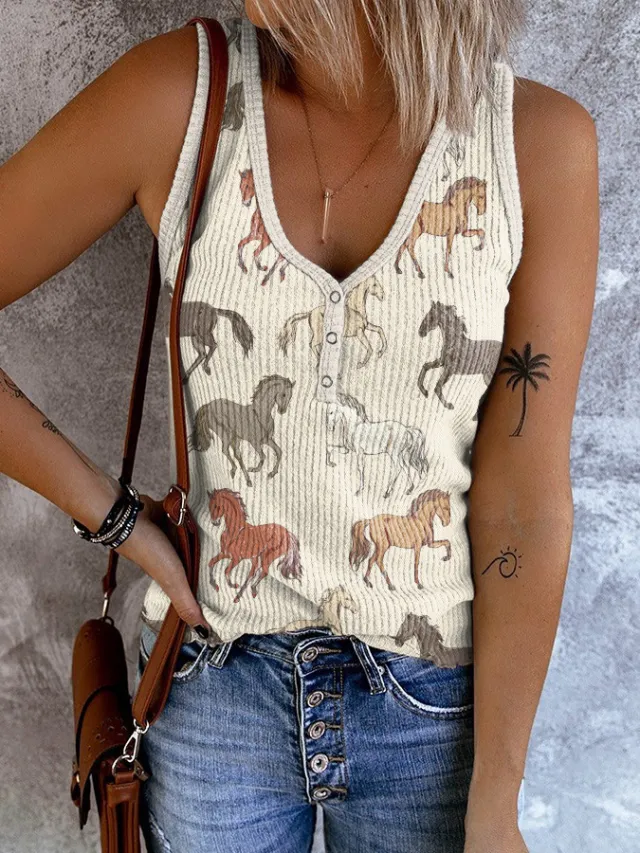 Women's Clothing Abstract Printing Casual V neck Women's Sleeveless Vest Kkwvs181156Apr 5Xl - Shop at LoveMi