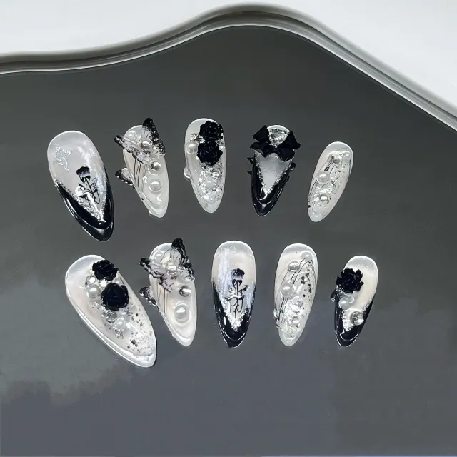 Handmade Wear Nail Dark Princess Plaster Rose Heavy Industry Manicure A202 Dark Princess - Shop at LoveMi