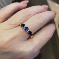Purple Gold Plated Rose Gold Inlaid Blue Stone Ring - Blue Stone Ring - View 1