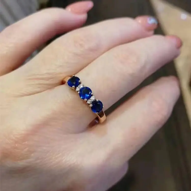 Purple Gold Plated Rose Gold Inlaid Blue Stone Ring - Blue Stone Ring