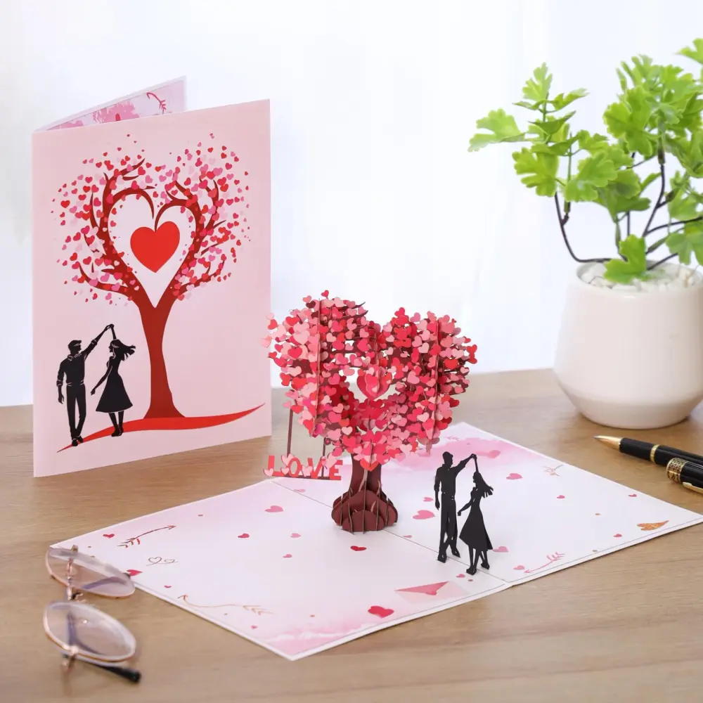 Valentines Day 3D Heart-Shaped Tree Invitation Card