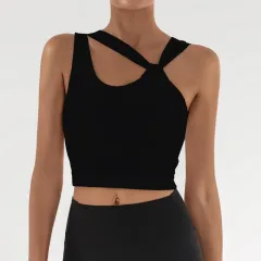 Yoga Vest Naked Women Skin-friendly Sports Top - Black - View 1