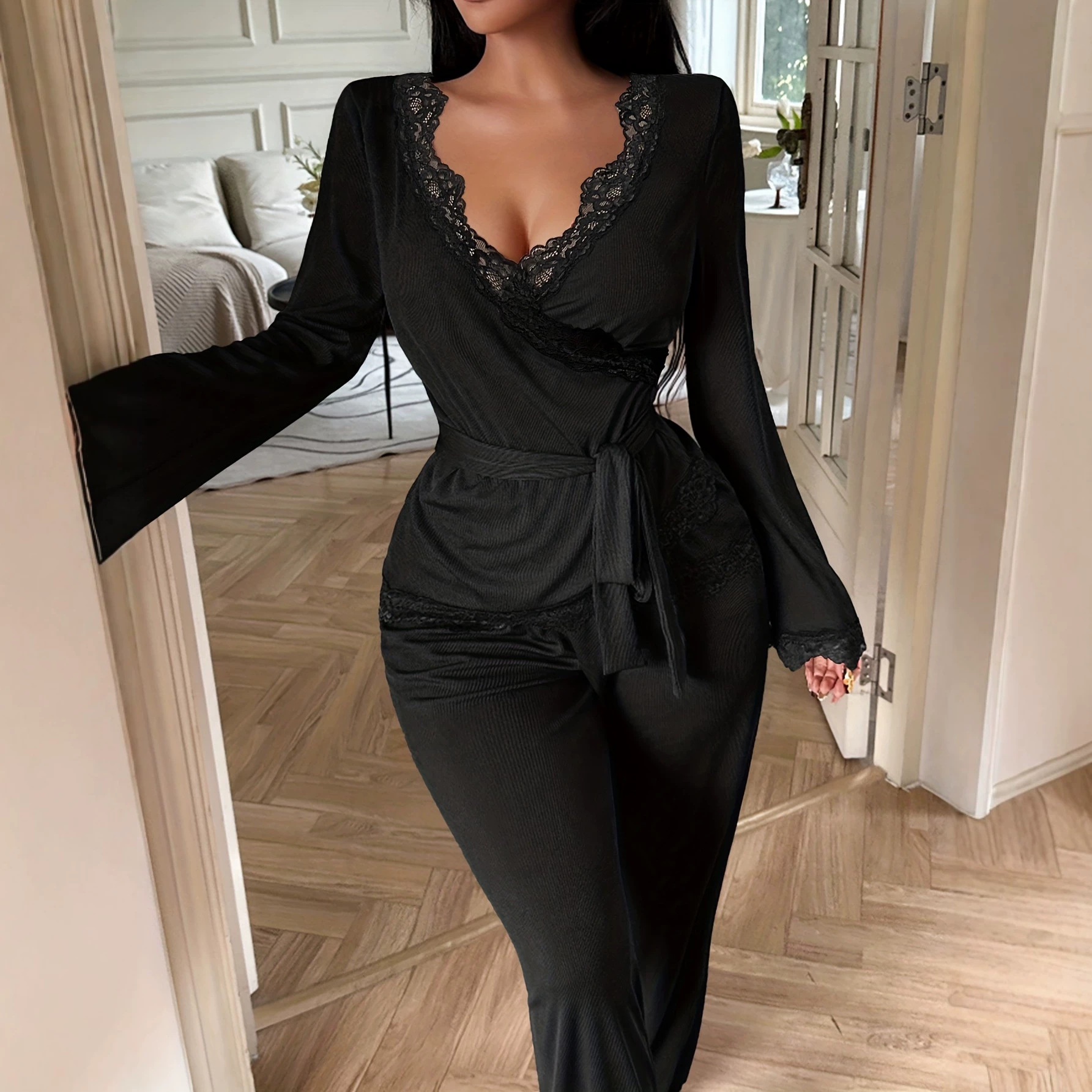 Womens Sexy Lace Top And Pants Set