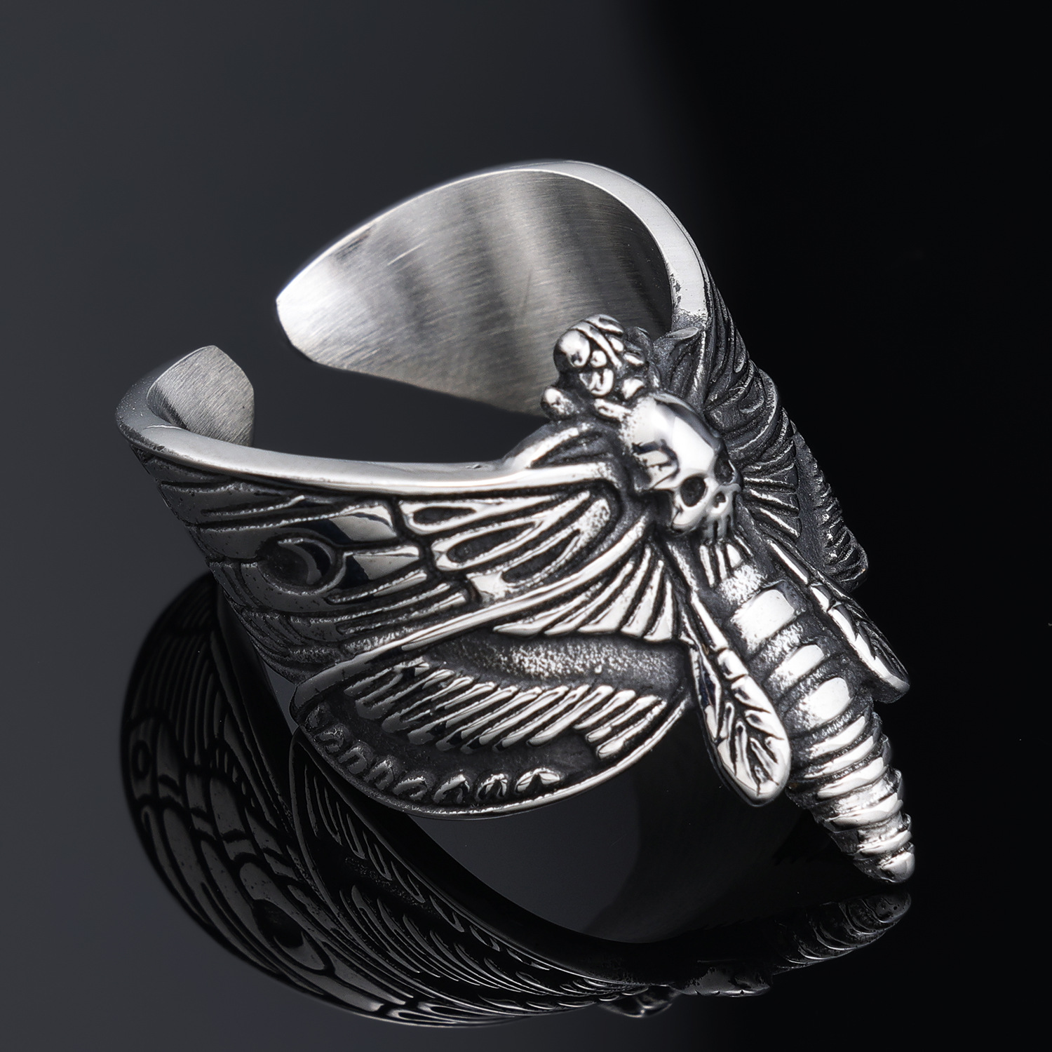Classic Gothic Death Butterfly Stainless Steel Trendy Unisex In Stock