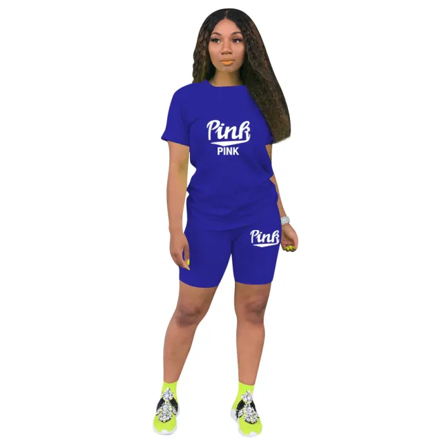 Fashion Casual Exercise Short Sleeve Suit Women Blue - Shop at LoveMi