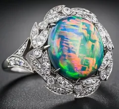 Green Opal White Zircon Fashion Ring - Ajz2213 Silver - View 1