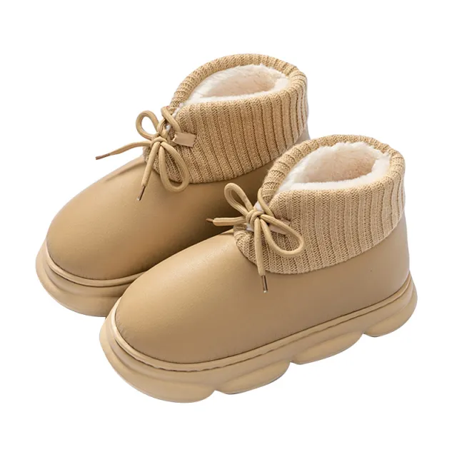 Autumn And Winter New High top With Velvet Insulated Cotton padded Shoes Women's Home Khaki - Shop at LoveMi