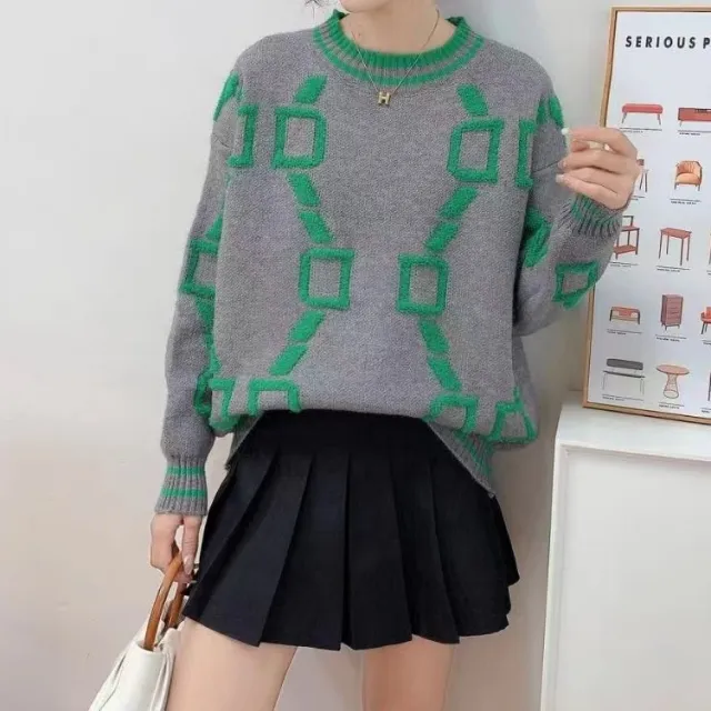 European And American Loose Knitted Round Neck Sweater Gray - Shop at LoveMi