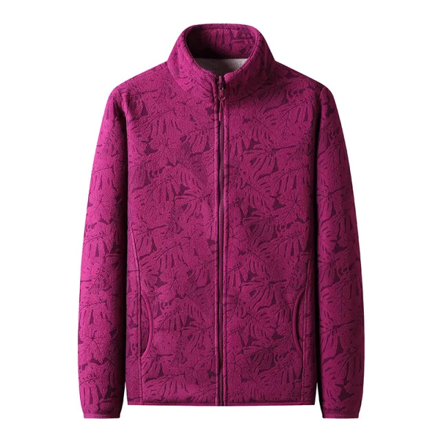 Maple Leaf Camouflage Double sided With Velvet Stand Collar Fleece Sweater Red - Shop at LoveMi