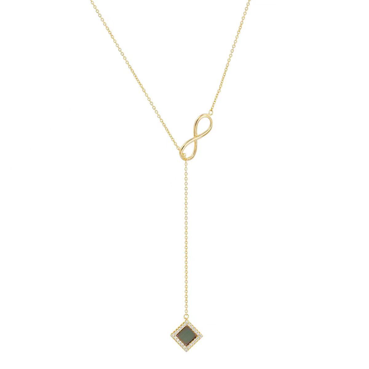 Love Infinite 8 Words Copper-plated Real Gold Necklace Temperament Clavicle Chain Pendant