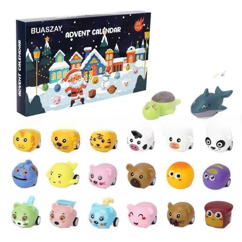 Christmas Countdown Kids Pull-Back Car Toy Advent Calendar Blind Box