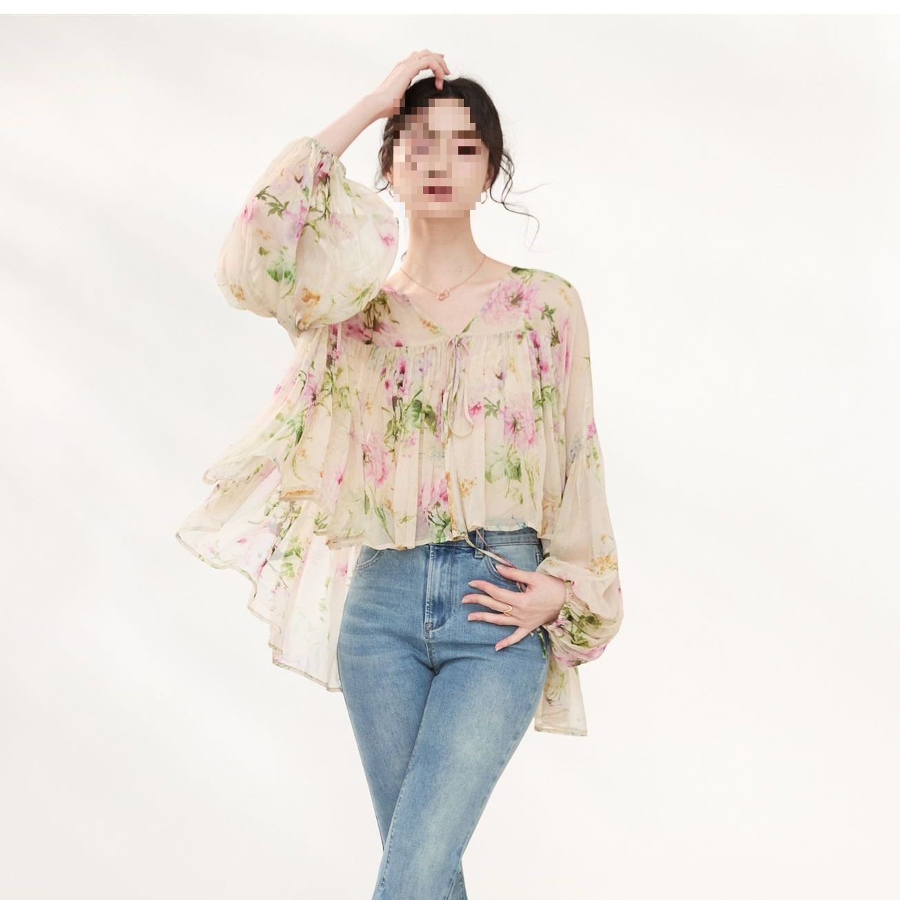 Lightweight Luxe French-Style Printed Sun-Protective Shirt - Image 4