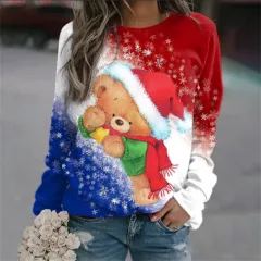 Christmas Women's Sweater 3D Digital Printing Cute Snowman - Style 2-4Xl - View 1