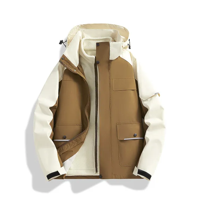 Windproof And Waterproof 3 In 1 Shell Jacket Brown - Shop at LoveMi