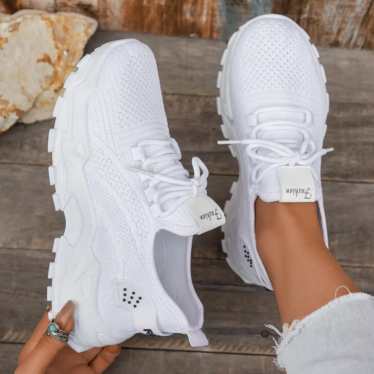 Flyknit Mesh Sneakers Women's Thin Breathable Sports Casual Shoes