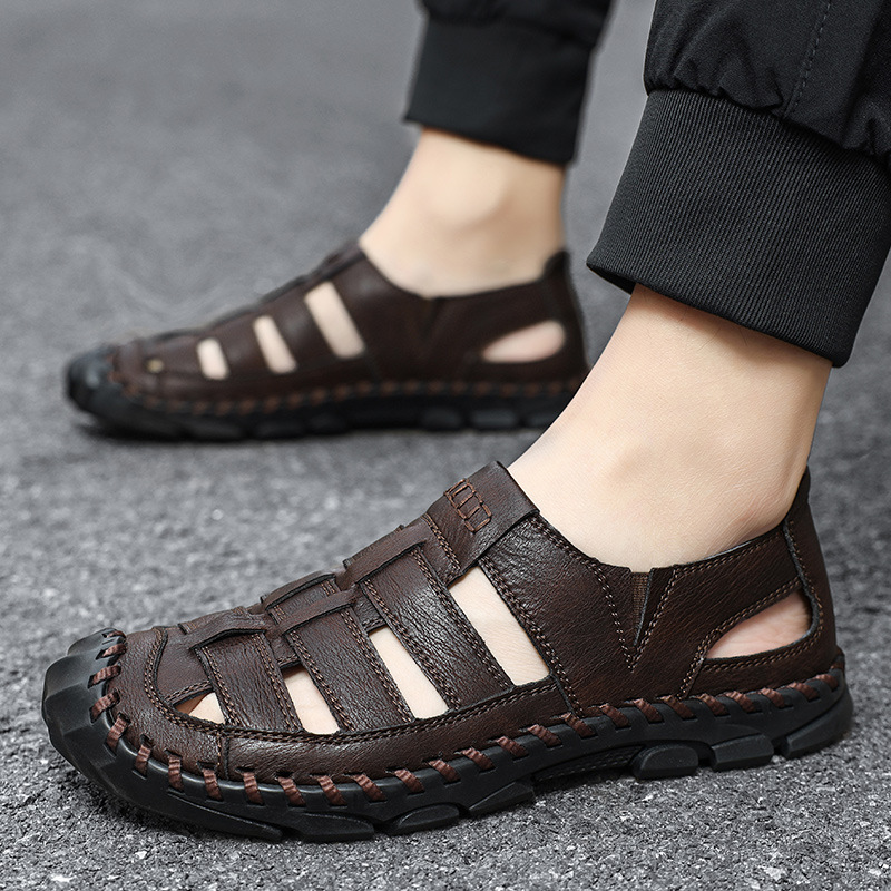 Plus-size Mens Hollow-out Sandals With A Sewn-in Sole