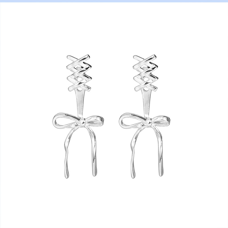925 Silver Stud Bow Stud Earrings Female Ribbon Cute Earrings