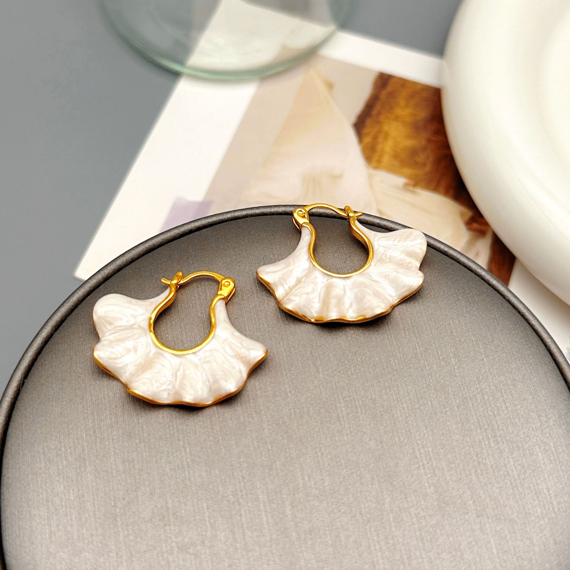 Handbag Shape Wavy Enamel Glaze Earrings