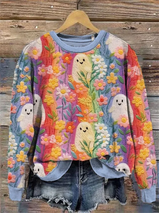 Digital Printing Women's Wansheng Pumpkin Round Neck Sweater Ylj12346 2Xl - Shop at LoveMi