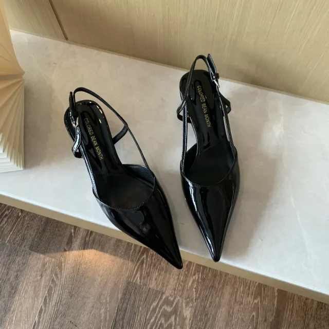 Closed Toe Sandals Women's Stiletto Heel Pointed Toe Low cut Shoes Black - Shop at LoveMi