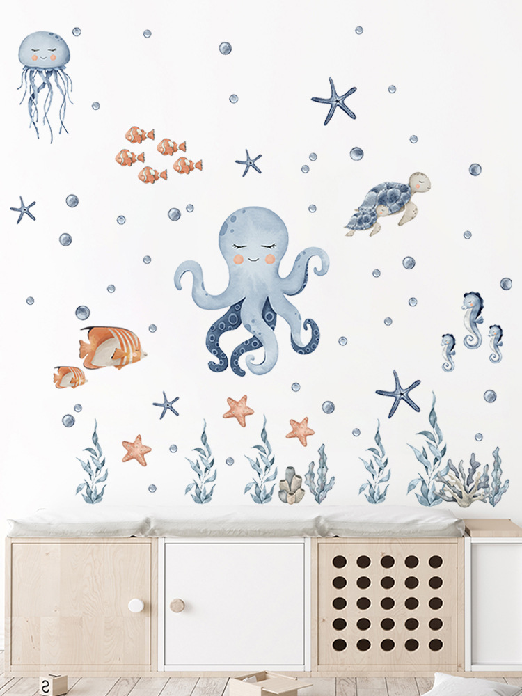 Title 2, Cartoon Cute Sea World Landscape Self-adhesive ...