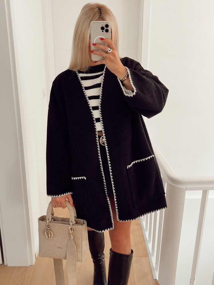 Fashion Color Contrast Woolen Coat New Autumn And Winter
