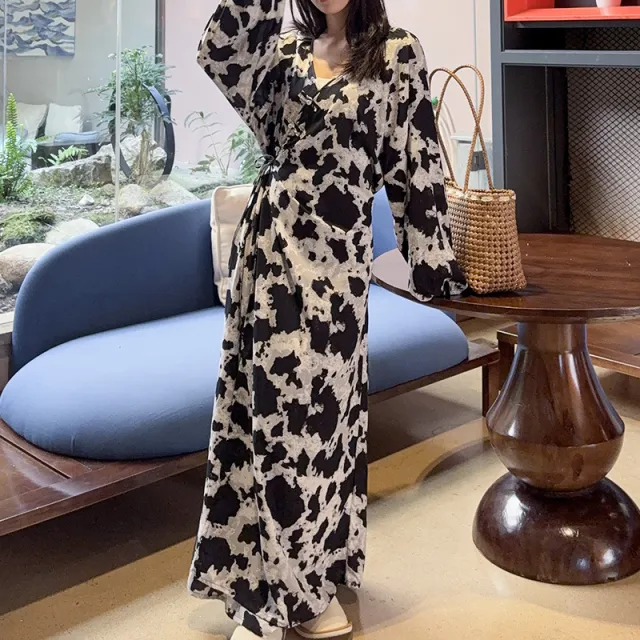 New Floral Print Spring And Summer Wrap Dress Mottled - Shop at LoveMi