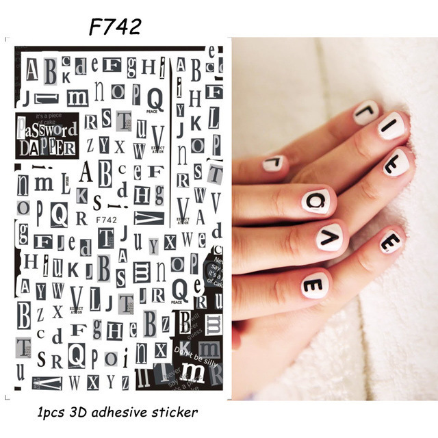 Nail Art Adhesive Stickers Instagram-style Black And White Butterfly Punk Vibe