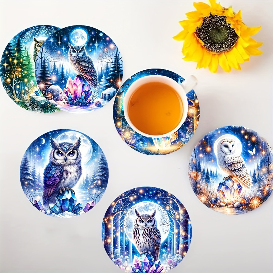 Wooden Coaster Blue Eye Set Heat Insulation