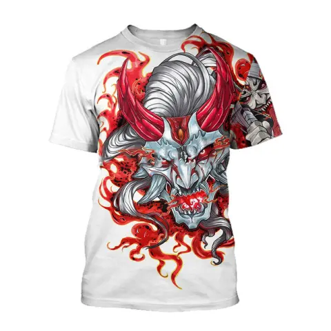 3D Men's T-shirt Samurai Printed Loose Round Neck