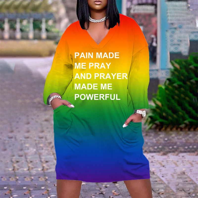 Temperament Commute Mid skirt Pullover V neck Dress Lqrev41M2322117 - Shop at LoveMi