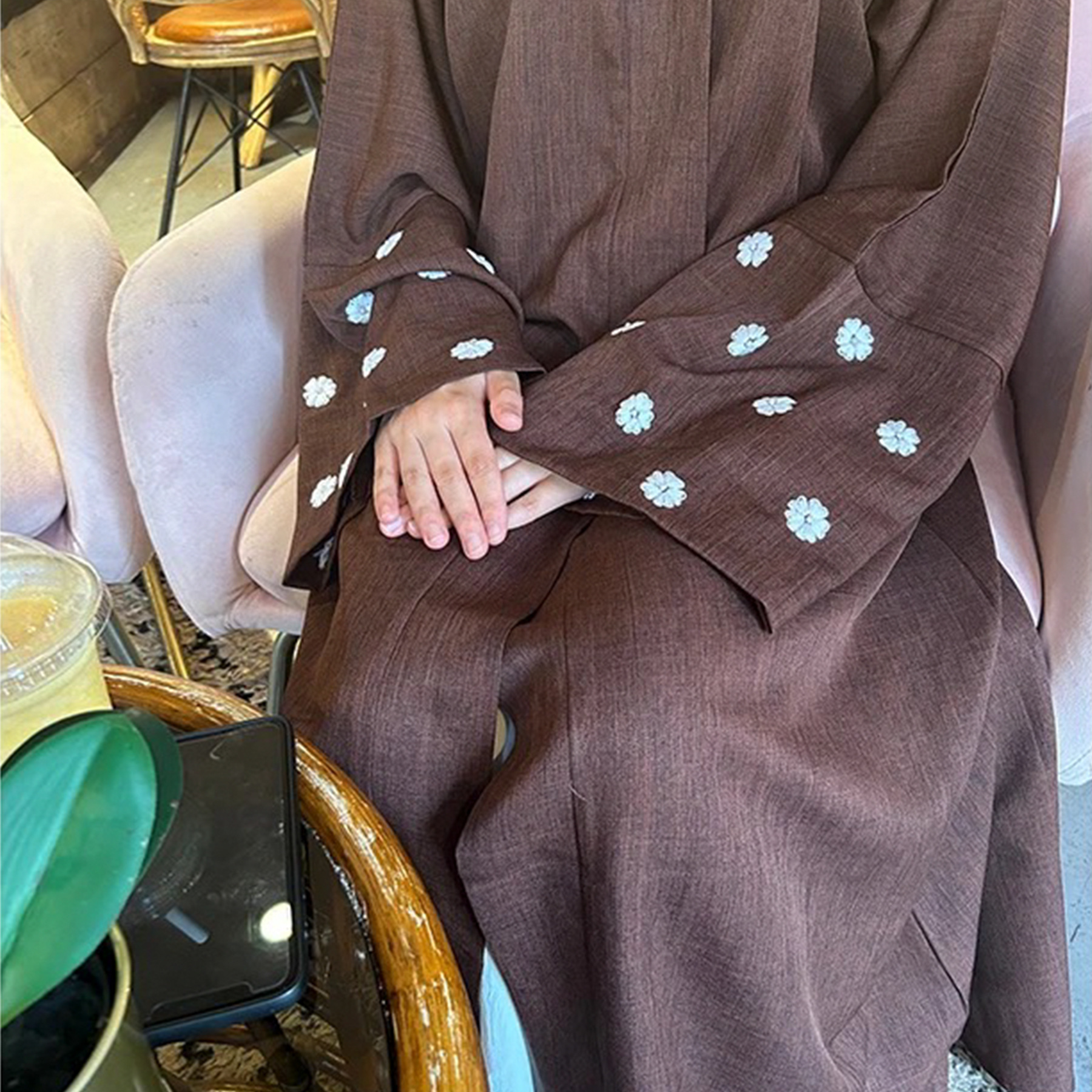 Women's Fashion Cloud Embroidered Elegant Cardigan Robe